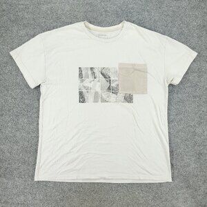 Express Shirt Men Large White Abstract Art Graphic Tee Short Sleeve Pocket Adult